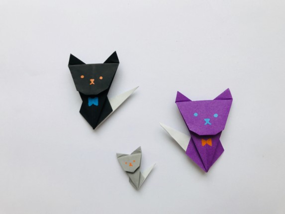 ハロウィンの折り紙で黒猫の折り方 一枚だけで簡単に作る方法