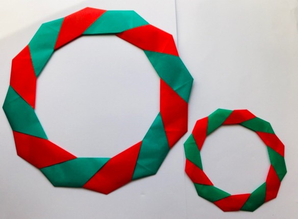 折り紙12枚でリースを作る方法 ハロウィンやクリスマス用におススメ
