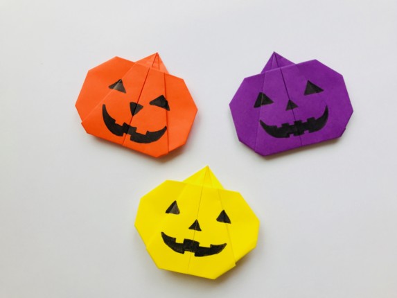 かぼちゃを折り紙で簡単に作る方法 ハロウィンで子供ウケする折り方